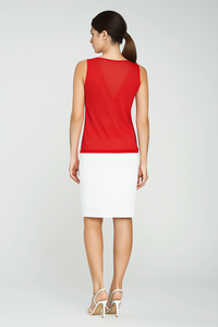 Sleeveless Red V-Neck Top – 100% Viscose Jersey