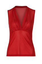 Load image into Gallery viewer, Sleeveless Red V-Neck Top – 100% Viscose Jersey