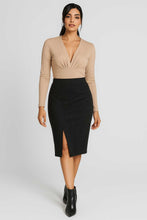 Load image into Gallery viewer, Long-Sleeve V-Neck Top in Soft Jersey Blend – Viscose, Wool &amp; Elastane