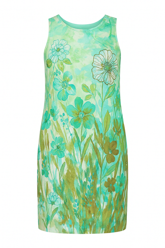 Floral Light Voile Sleeveless Dress with Pockets