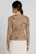 Load image into Gallery viewer, Women&#39;s Draped Viscose Elastane Top with Vintage Print – Long Sleeve, Deep V-Neck