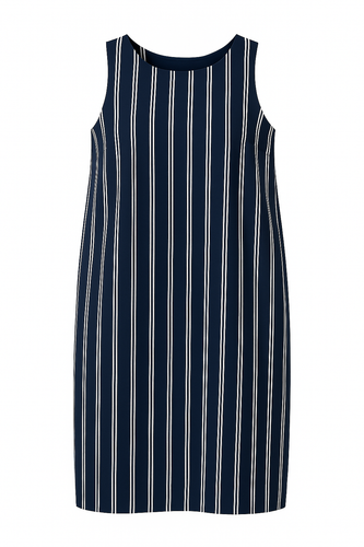 Sleeveless Striped Floral Dress – 100% Cotton Voile, Fully Lined