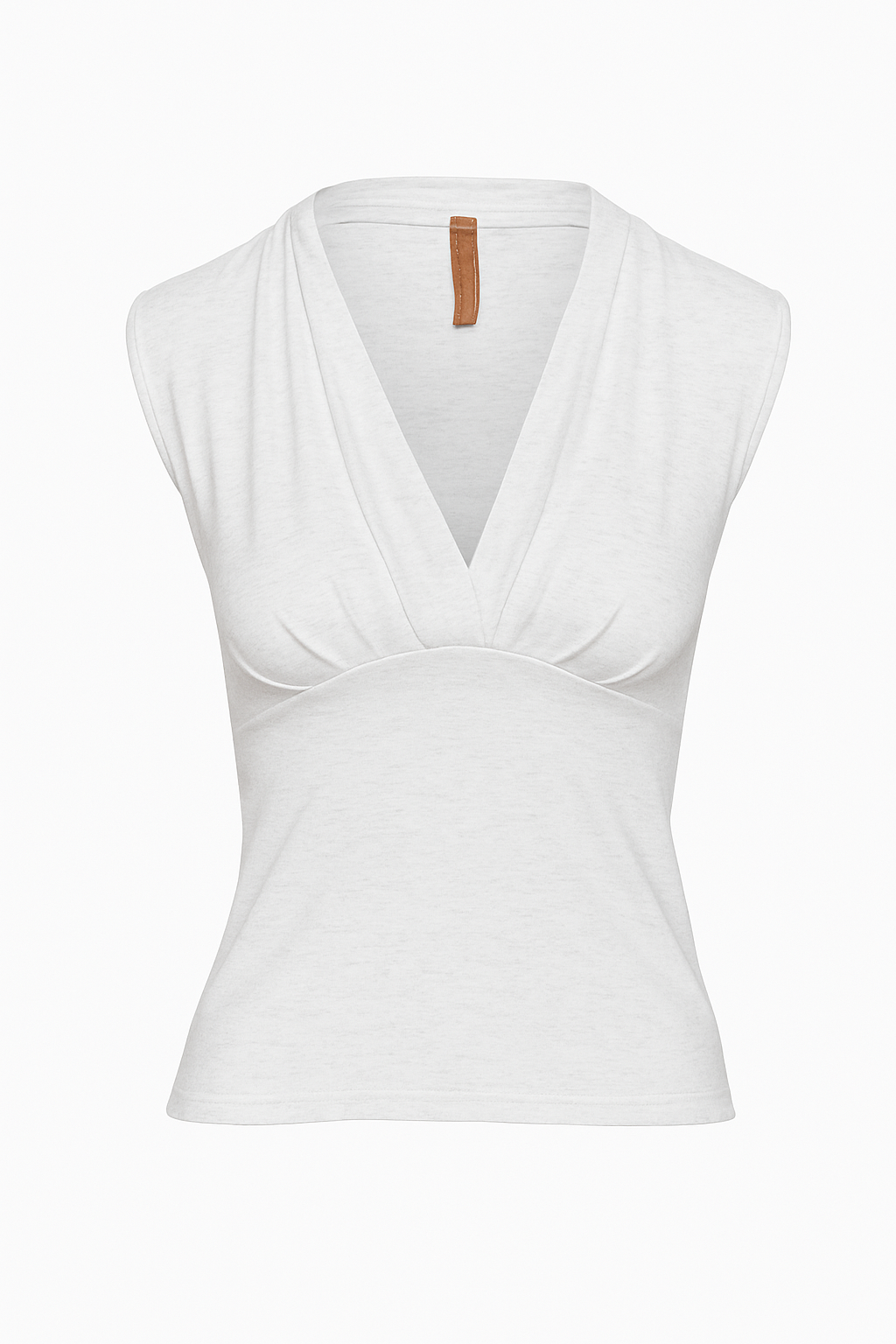 Sleeveless V-Neck Jersey Top in Viscose-Blend Flama Yarn