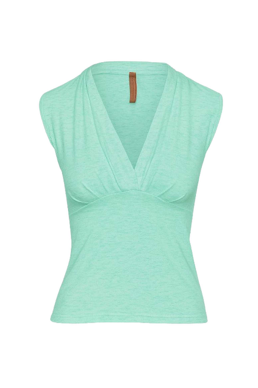 Deep V-Neck Sleeveless Top in Stretch Viscose Flama Jersey