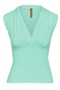 Deep V-Neck Sleeveless Top in Stretch Viscose Flama Jersey