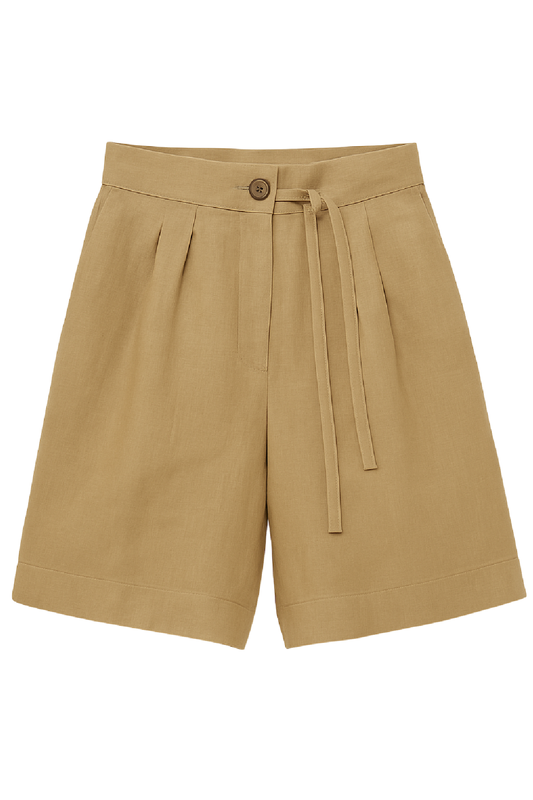 Tailored High-Waist Pleated Shorts