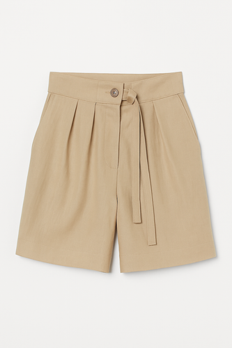 Tailored High-Waist Pleated Shorts