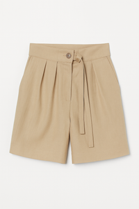Tailored High-Waist Pleated Shorts