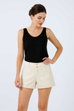 Load image into Gallery viewer, High-Waisted Gabardine Cotton-Blend Shorts with Folded Hem