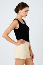 Load image into Gallery viewer, High-Waisted Gabardine Cotton-Blend Shorts with Folded Hem