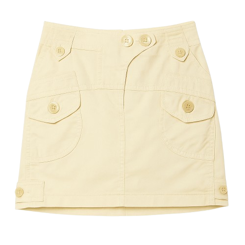 Beige Cotton-Elastane Gabardine Utility Skirt