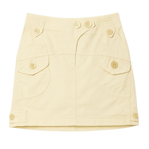 Beige Cotton-Elastane Gabardine Utility Skirt