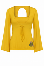 Load image into Gallery viewer, Mustard Yellow Micromodal-Blend Jersey Top with Open Back