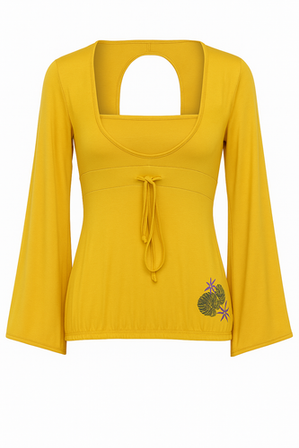 Mustard Yellow Micromodal-Blend Jersey Top with Open Back