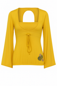 Mustard Yellow Micromodal-Blend Jersey Top with Open Back