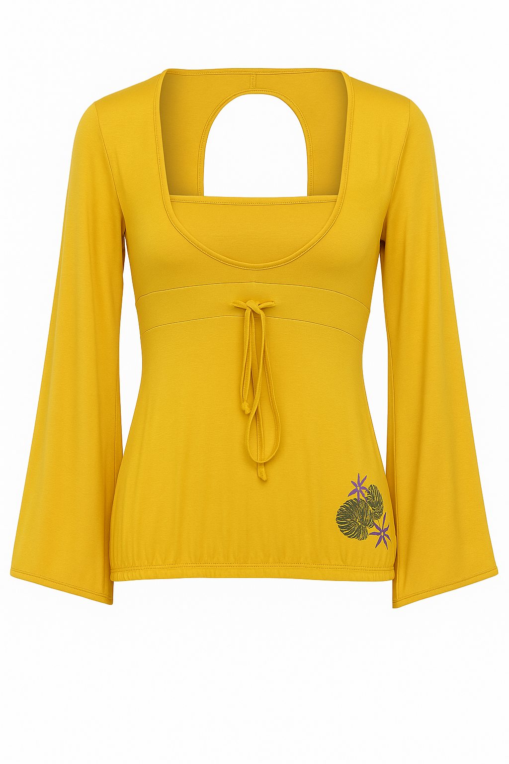 Mustard Yellow Micromodal-Blend Jersey Top with Open Back