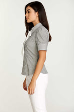 Load image into Gallery viewer, Striped Cotton-Blend Poplin Blouse with Tie Neck