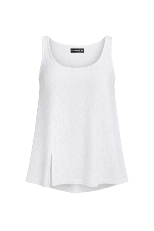 White Textured Polyamide Tank Top