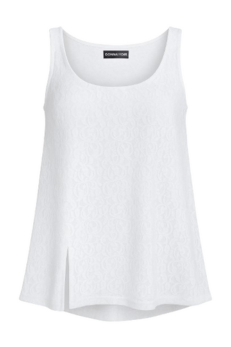 White Textured Polyamide Tank Top