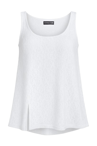 White Textured Polyamide Tank Top