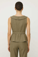 Load image into Gallery viewer, Sleeveless Linen Peplum Jacket with Belt