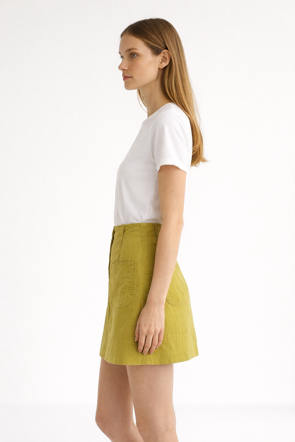 Conquista Φούστα Mini Casual Με Τσέπες Μονόχρωμη Μουσταρδί C241-325-54