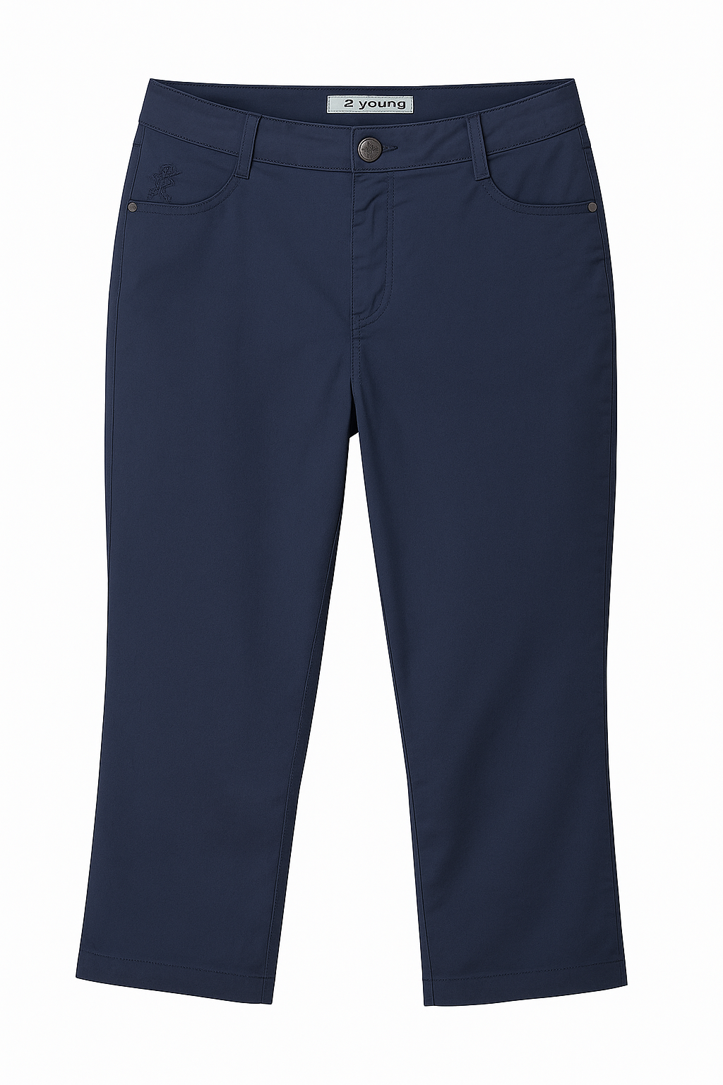 Women’s Gabardine Cotton Elastane Cropped Pants – Navy Blue