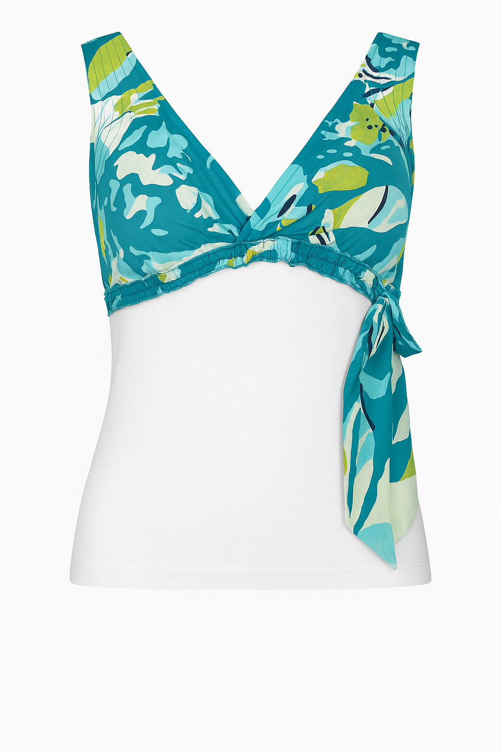 Women's Printed Poplin & Jersey Knit Wrap Top