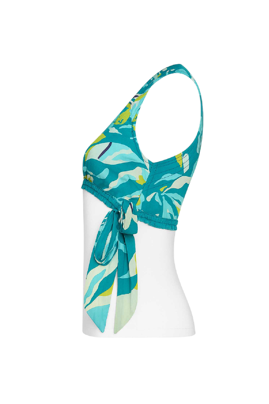 Women's Printed Poplin & Jersey Knit Wrap Top