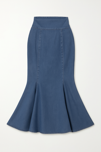High-Waist Flared Midi Skirt in Lyocell