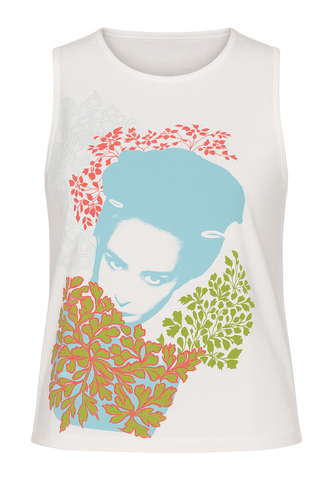 Women’s Cotton-Blend Jersey Tank Top with Bold Print