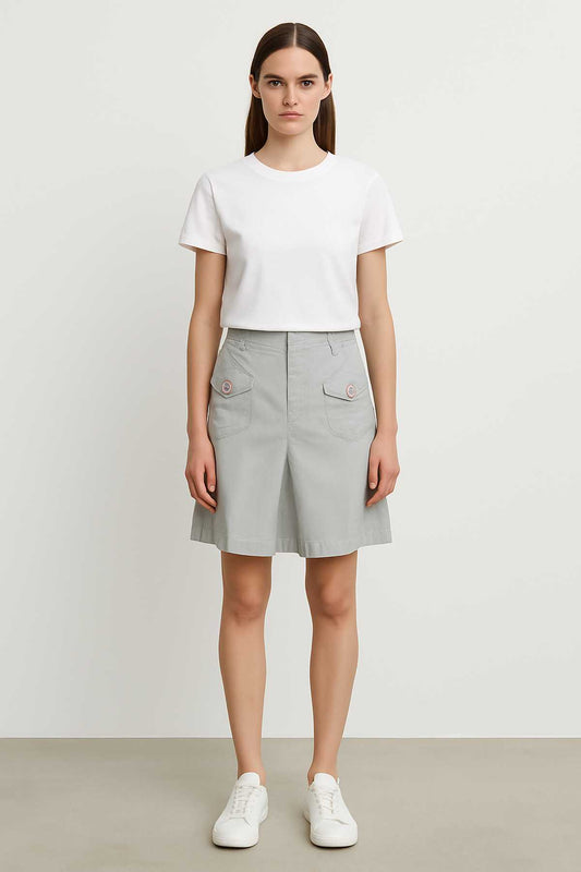 Conquista Φούστα Mini Casual Με Τσέπες Μονόχρωμη Γκρι C241-339-45