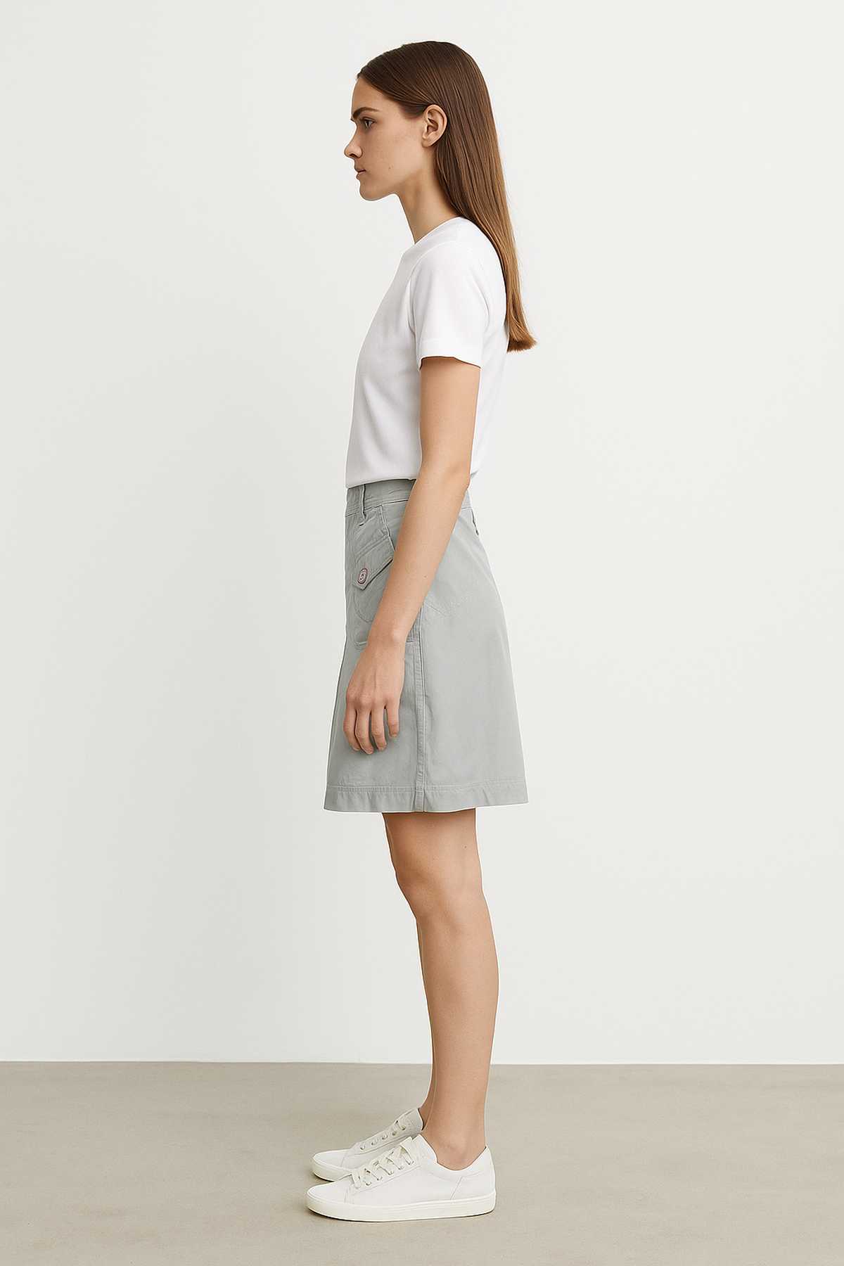 Conquista Φούστα Mini Casual Με Τσέπες Μονόχρωμη Γκρι C241-339-45