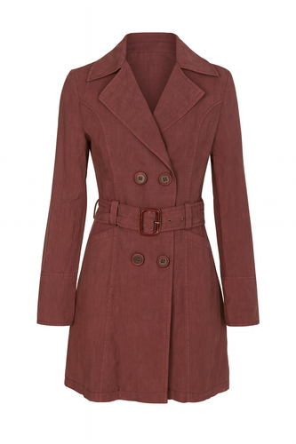 Double-Breasted Belted Trench Jacket in Washed Lyocell