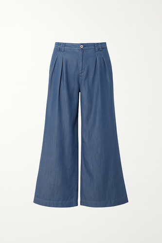 Wide-Leg Lyocell Denim Pants