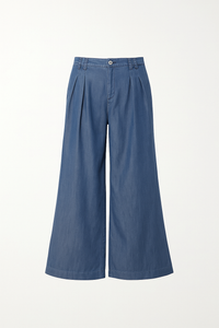Wide-Leg Lyocell Denim Pants