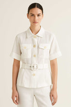 Load image into Gallery viewer, Short Sleeve Linen Jacket with Belt