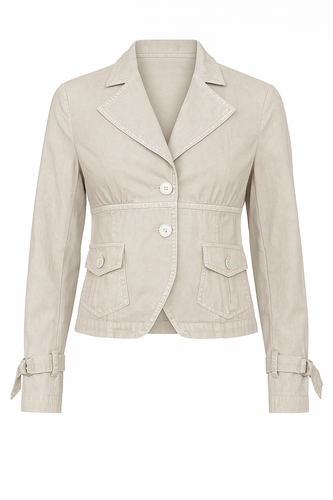 Light Beige Tailored Denim Jacket