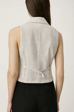 Load image into Gallery viewer, Sleeveless Denim Waistcoat with Asymmetric Button Closure
