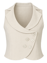 Load image into Gallery viewer, Sleeveless Denim Waistcoat with Asymmetric Button Closure