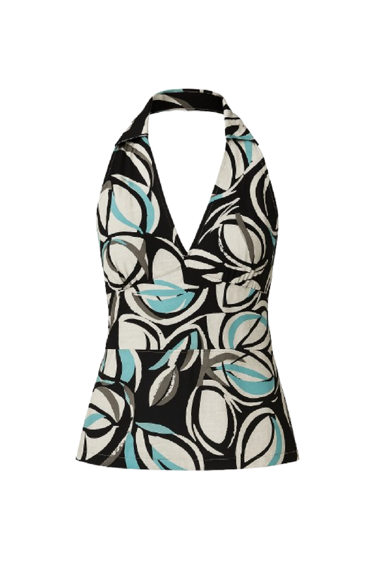 Conquista Τοπ Casual Αμάνικο Halter V-Λαιμόκοψη Εμπριμέ Πολύχρωμο C241-355-99