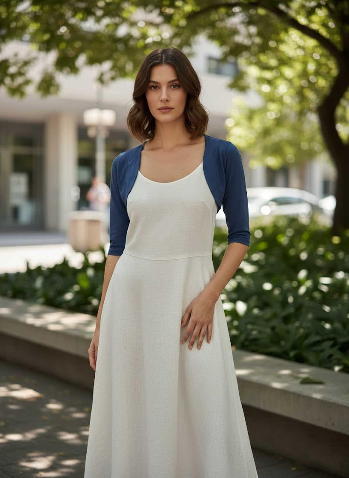 Conquista Ζακέτα Cropped Casual Μακρυμάνικη Ανοιχτή Μονόχρωμη Μπλε C241-396-41