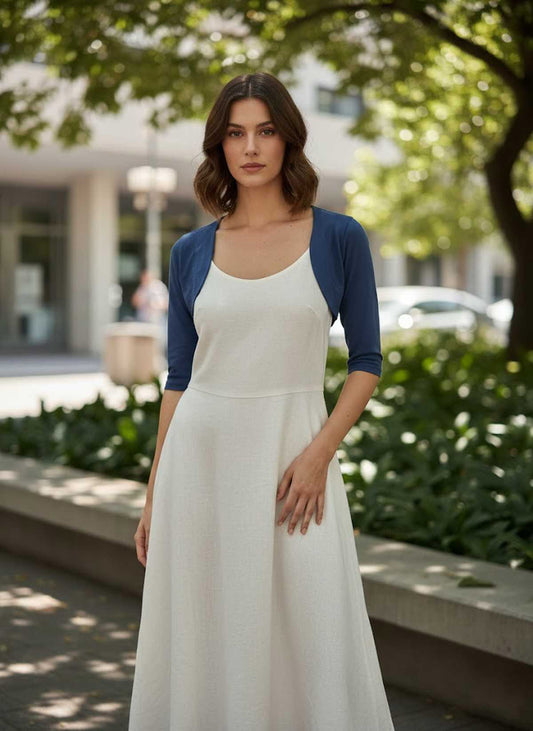 Conquista Ζακέτα Cropped Casual Μακρυμάνικη Ανοιχτή Μονόχρωμη Μπλε C241-396-41