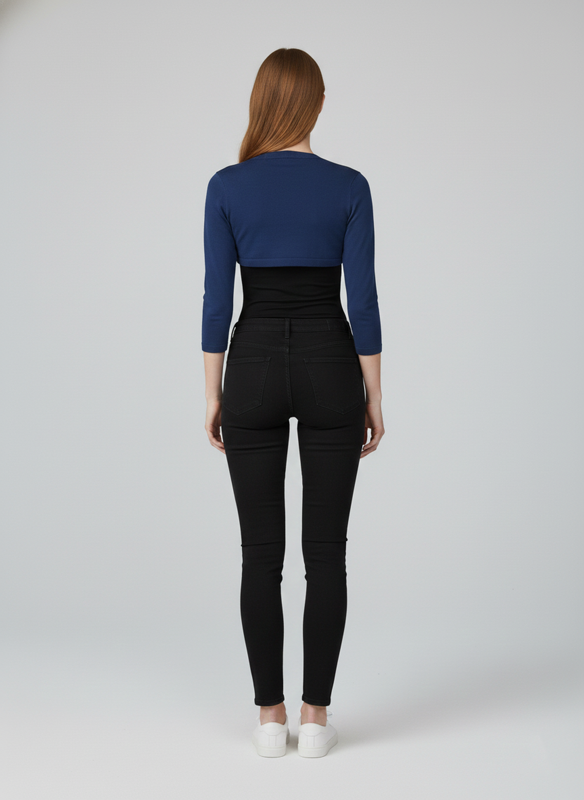 Conquista Ζακέτα Cropped Casual Μακρυμάνικη Ανοιχτή Μονόχρωμη Μπλε C241-396-41