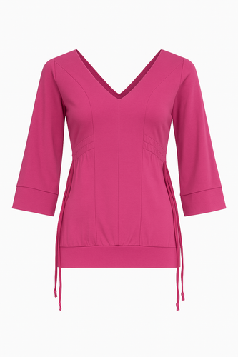 Women's V-Neck Jersey Top – 3/4 Sleeves – Micromodal Blend