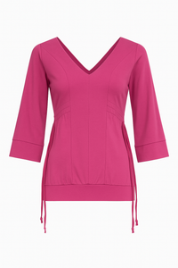 Women's V-Neck Jersey Top – 3/4 Sleeves – Micromodal Blend
