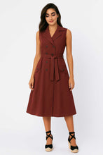 Load image into Gallery viewer, Sleeveless Double-Breasted A-Line Dress in Tencel with Tie-Dye Wash