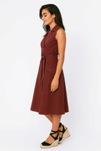 Load image into Gallery viewer, Sleeveless Double-Breasted A-Line Dress in Tencel with Tie-Dye Wash