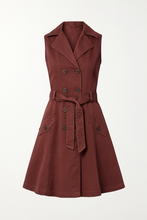 Load image into Gallery viewer, Sleeveless Double-Breasted A-Line Dress in Tencel with Tie-Dye Wash