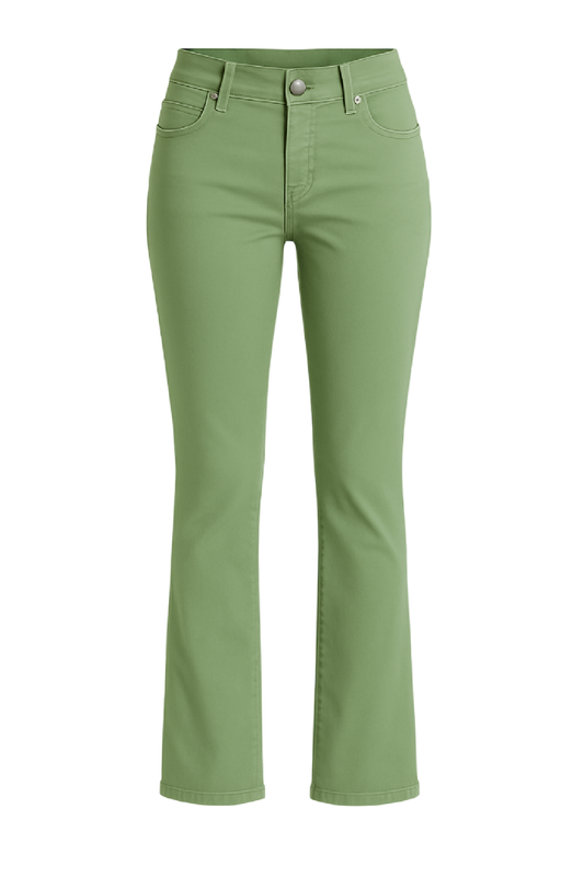 Women's Sage Green Gabardine Stretch Pants – Slim Bootcut Fit
